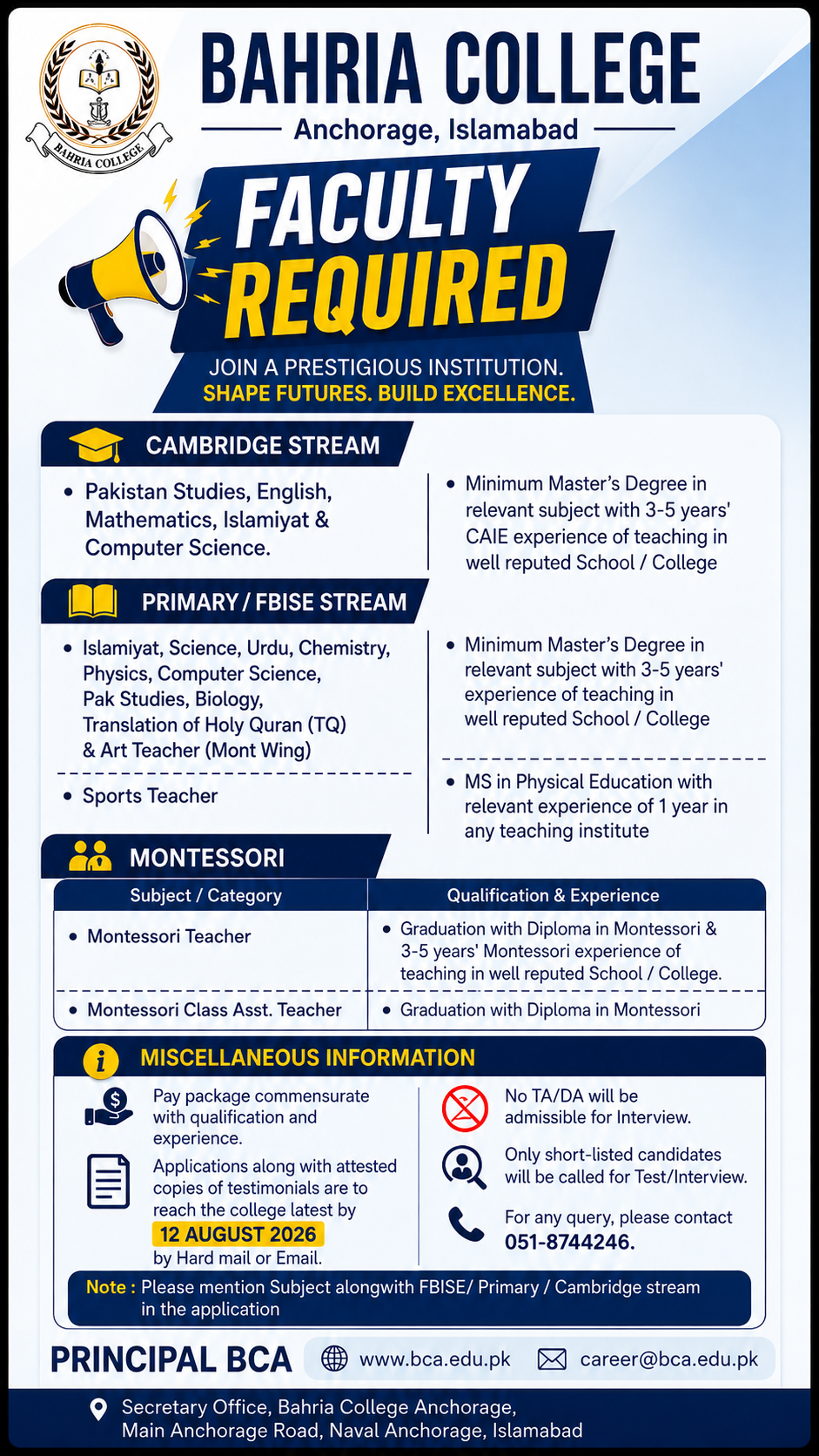 Faculty Required Announcement